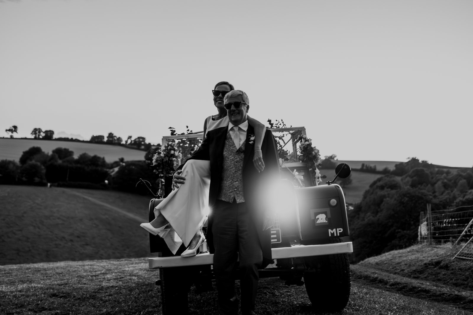 couple on their landrover