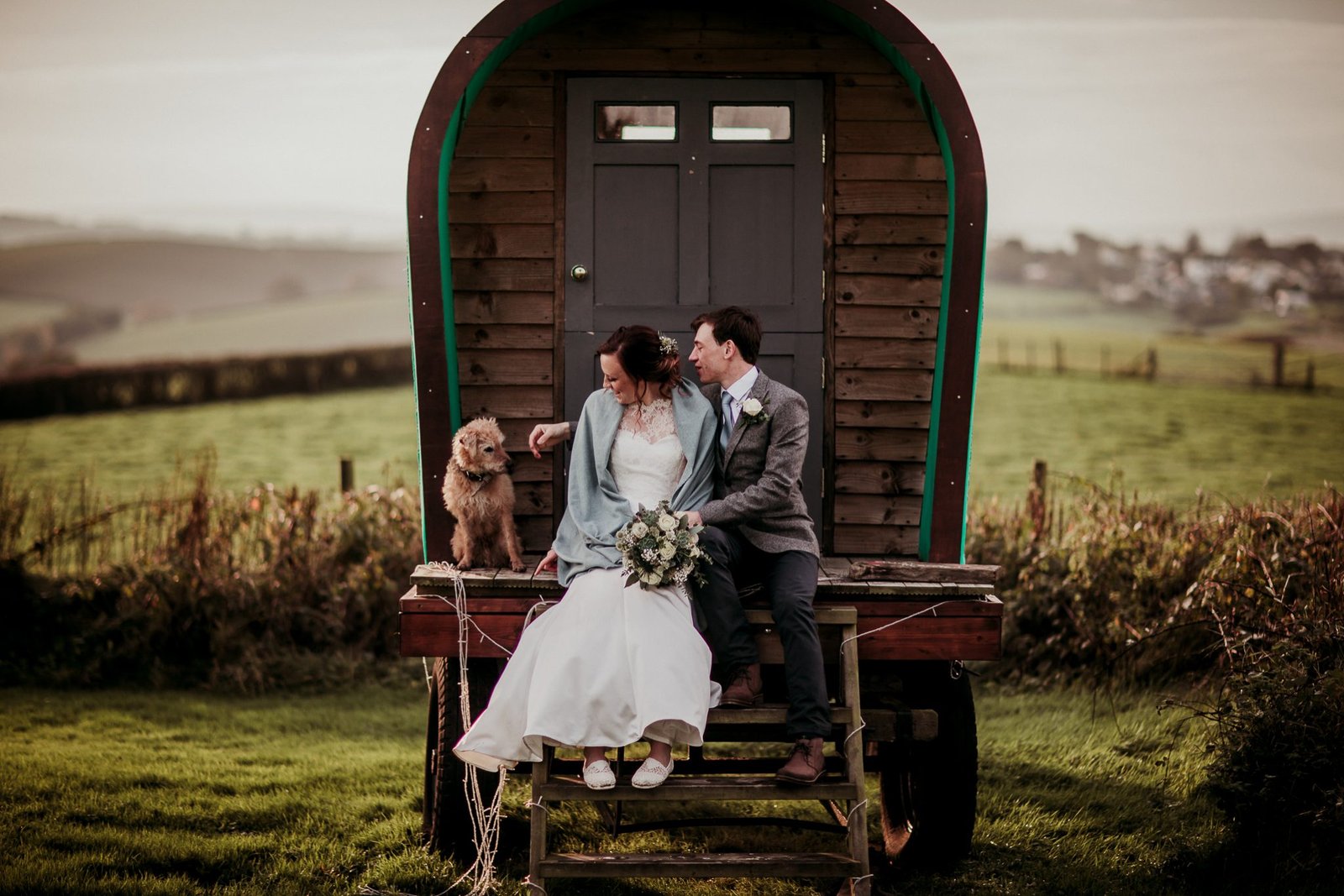 couple on a gypsy caravan