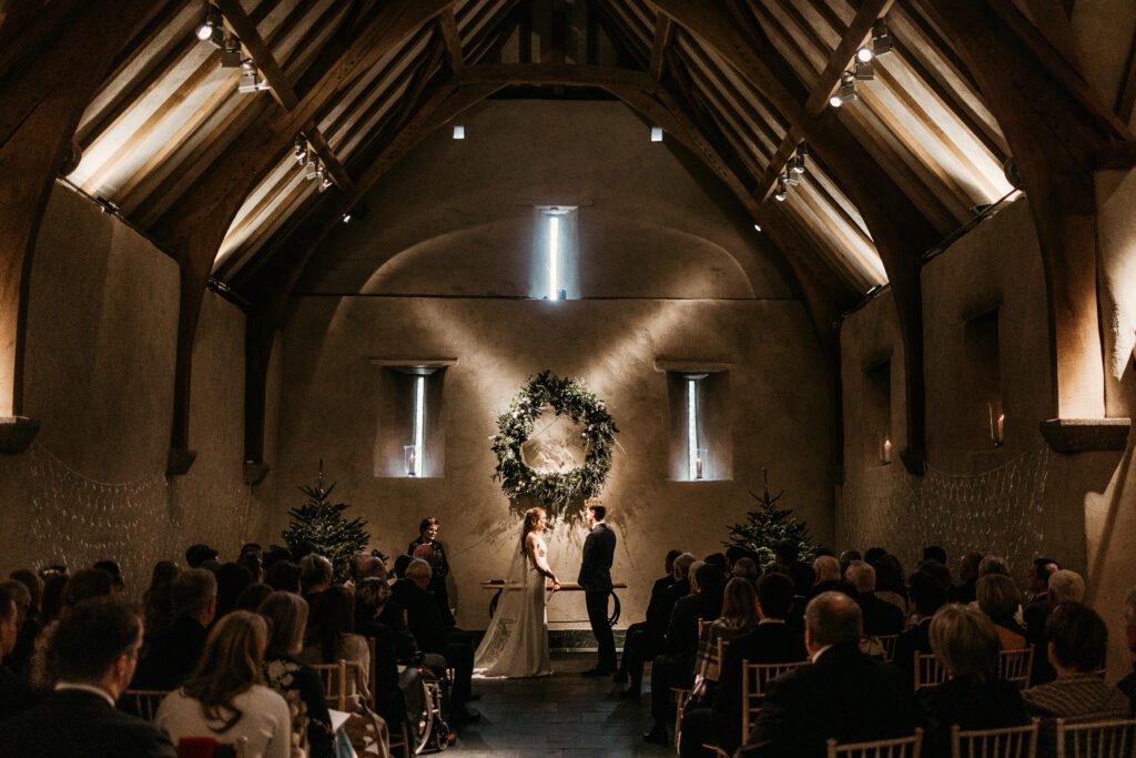 a winters wedding at the great barn