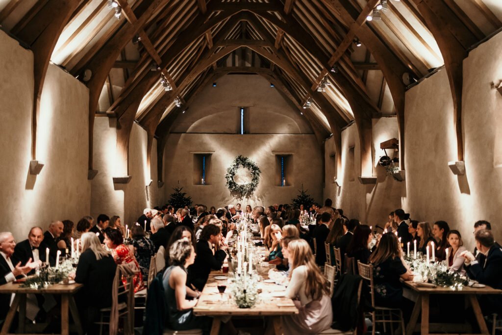 A winter feast at the great barn in Devon